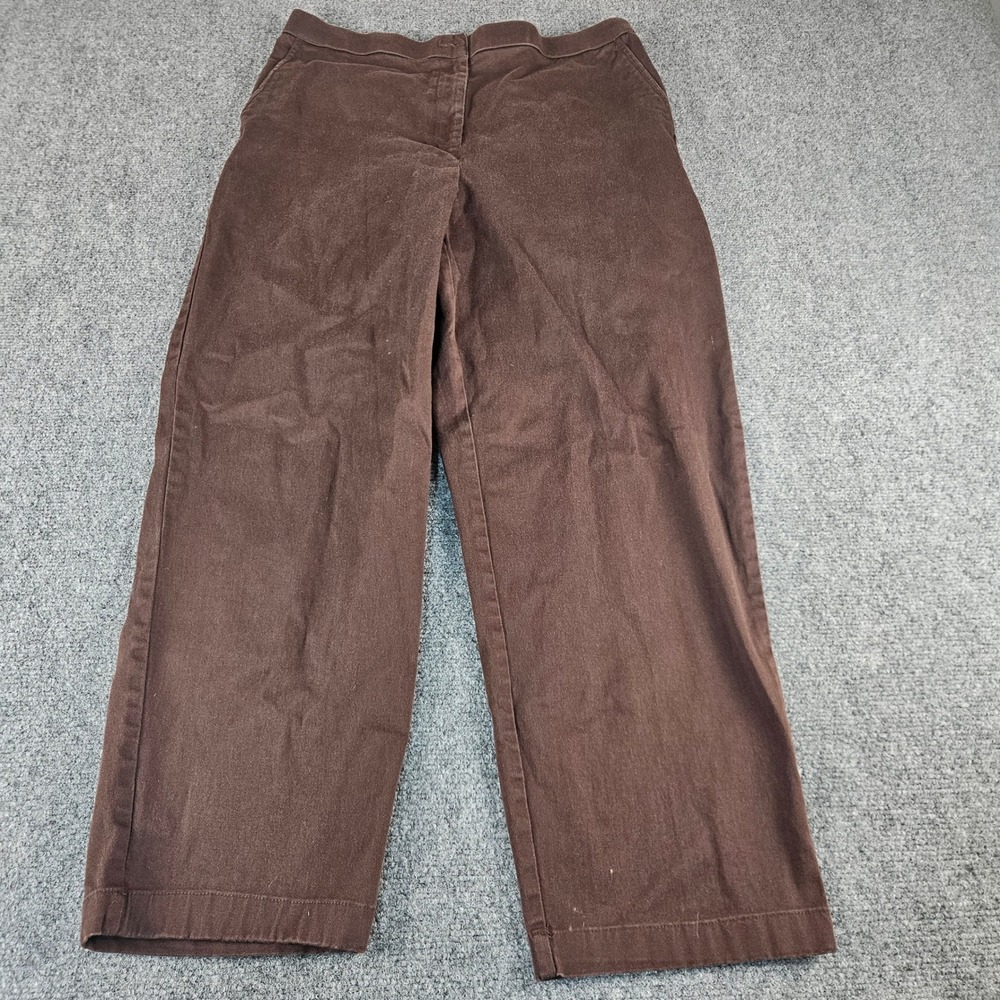 Bechamel Brown Wide Leg Stretch Cotton Trousers Pants Size 14 High Rise Tailored